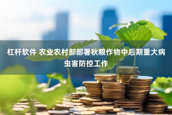 杠杆软件 农业农村部部署秋粮作物中后期重大病虫害防控工作